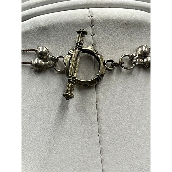 Sterling Silver Toggle Double Strand Smoky Quartz Crystal Necklace 11.83g - Picture 8 of 10